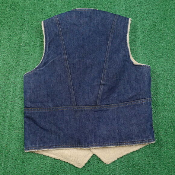 VINTAGE BIG SMITH WESTERN OUTERWEAR SHERPA LINED DENIM VEST SZ M MEDIUM - Picture 5 of 9